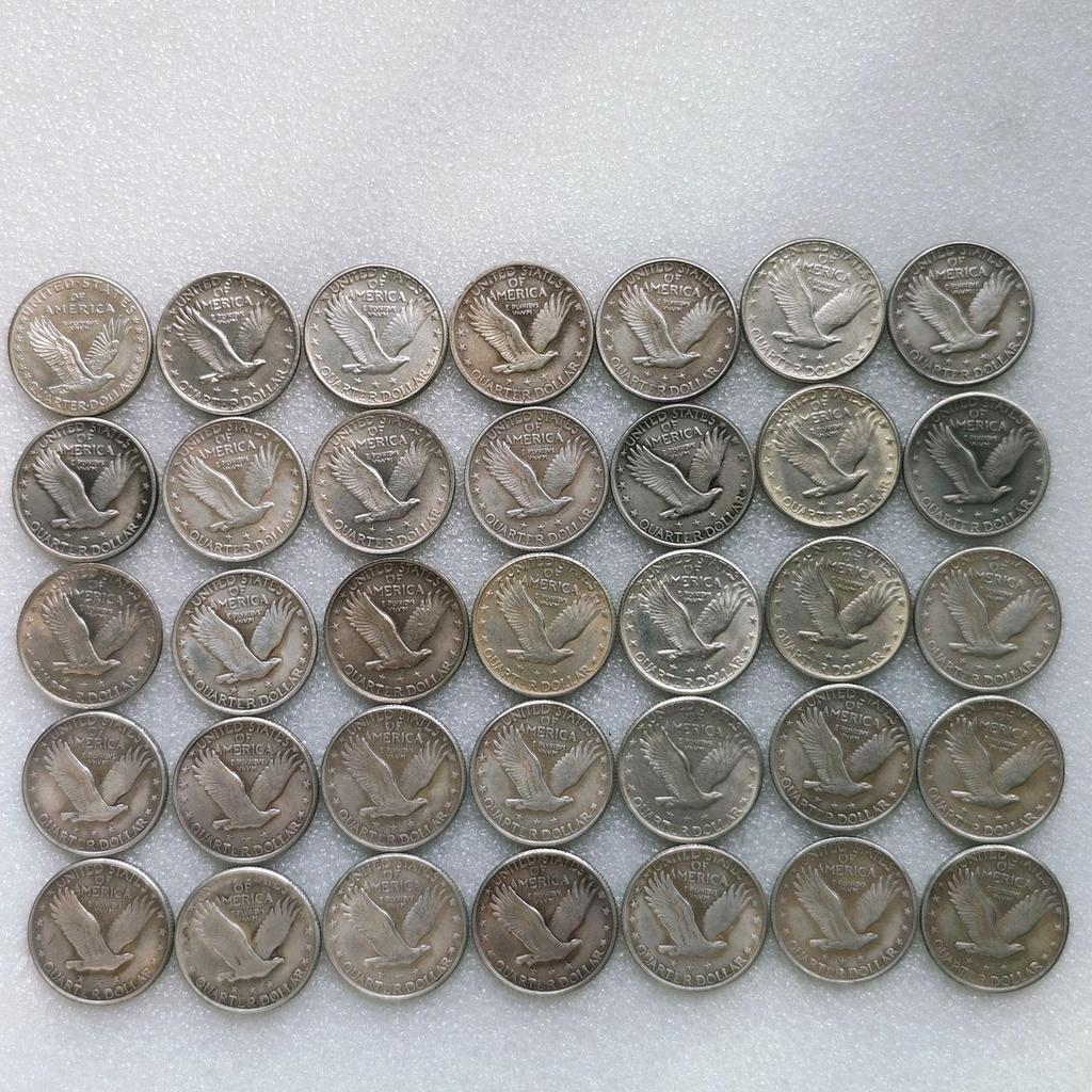 Antique American Liberty 25 Cents Coin, 1916-1930, Optional Brass or Silver Plated