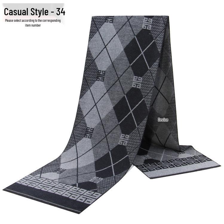 Men's Autumn & Winter Plaid Imitation Cashmere Scarf - Warm & Thick Custom Design