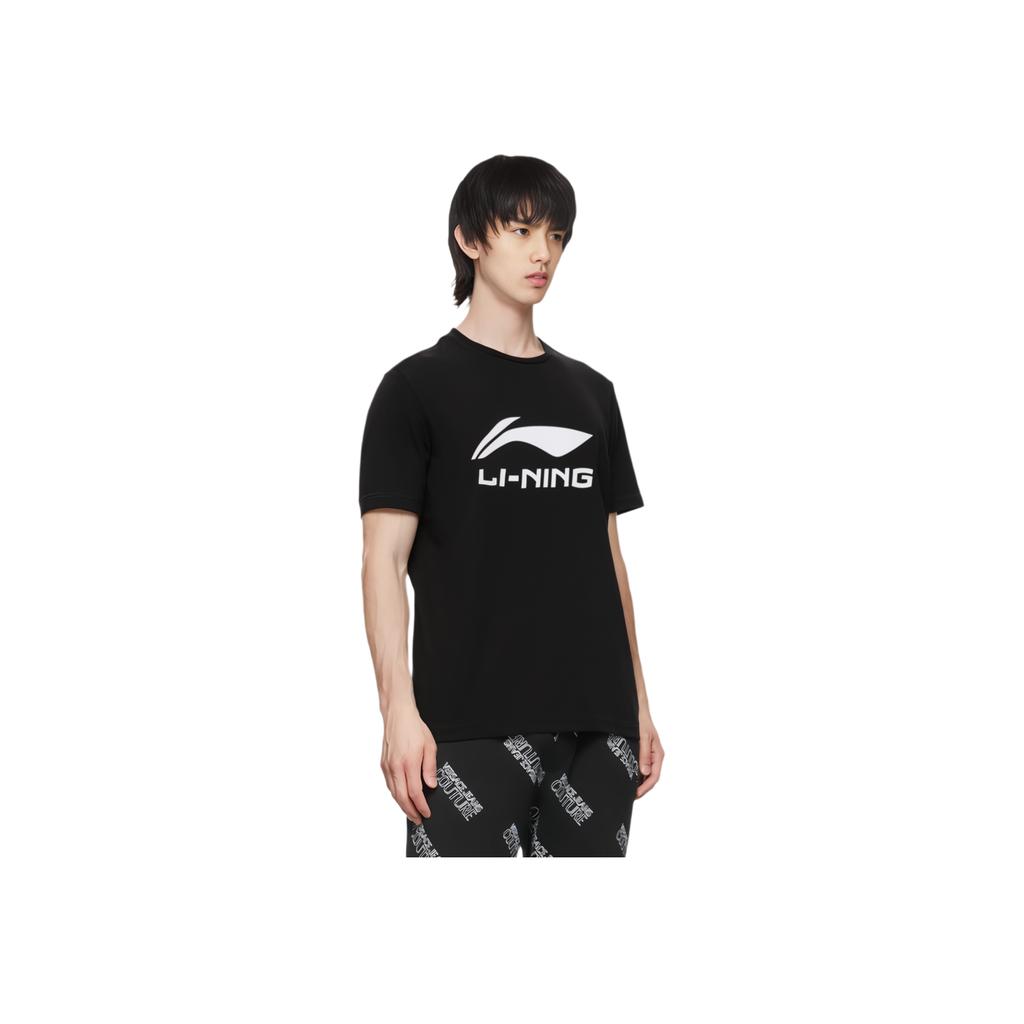 Li Ning Badminton Series Letter Logo Print Quick-Dry Cool Short Sleeve T-Shirt Unisex Tops Black ATSU493-1