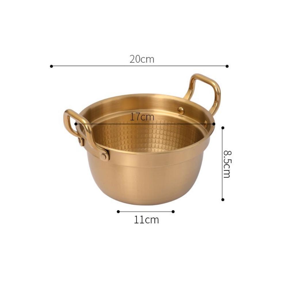 Double Ear Noodle Pot Crafted from 304 Stainless Steel with Wooden Handle for Ramen Soup and Hot Pot Applications