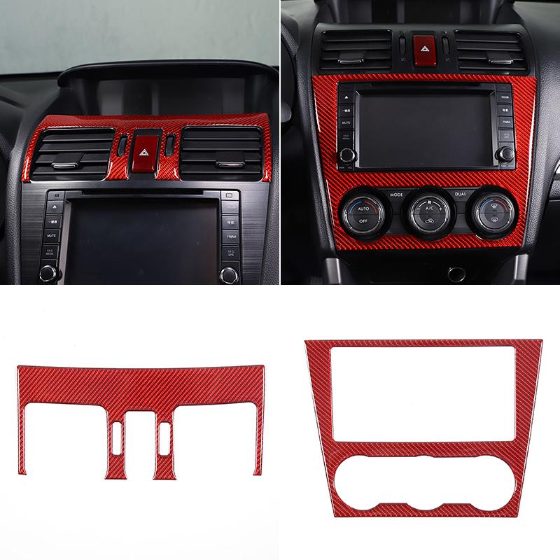 For Subaru Forester 2013-2018 Red Soft Carbon Fiber Interior Kit Dashboard Console Gear Shift Panel Decoration Trim Stickers