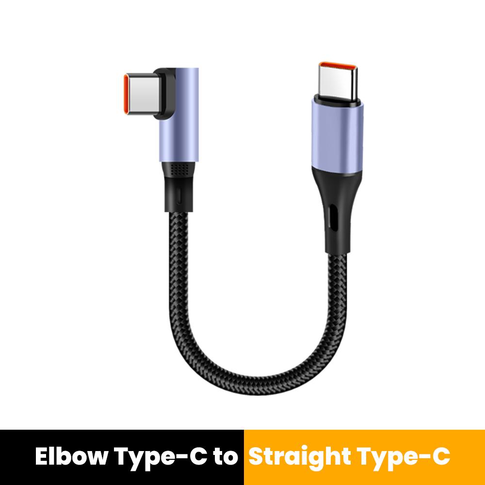 15CM 30CM Dual Elbow Type C to Type C Cable 90 Degree Short Power Bank Fast Charging USB C Data Cord  For iPhone 15 16 Samsung