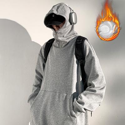 Hooded Velvet Thickened Sweatshirt for Men In Autumn and Winter, National Trend, Loose and Versatile, Casual Chinese Cotton Jacket