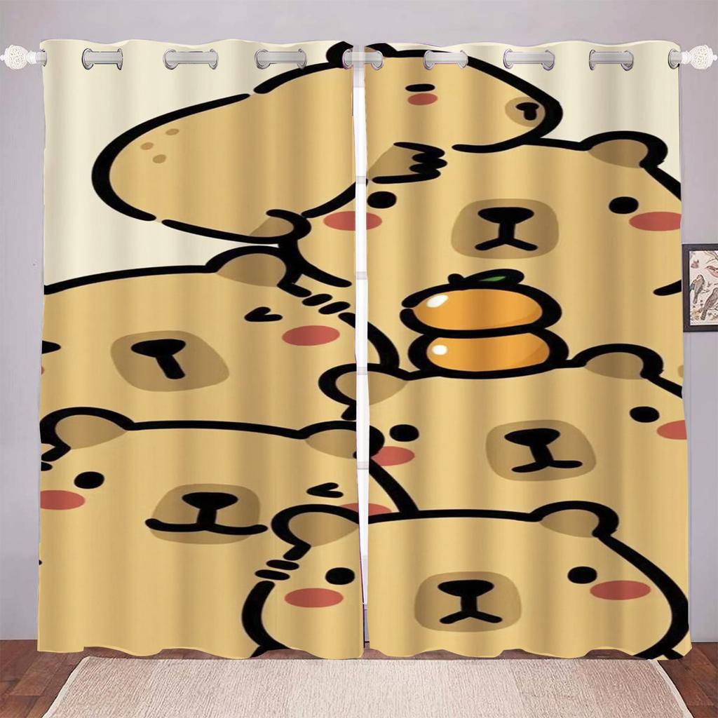 Cartoon Capybara Curtain for Kids Bedroom Polyester Shade Animation Cartoon Room Decorations Multiple Sizes