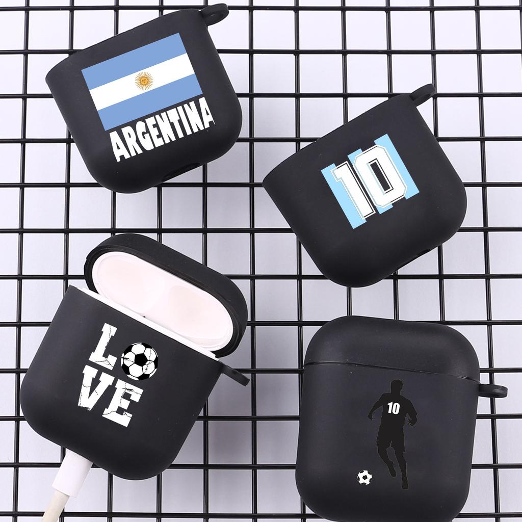Argentinien Fahne Fußball 10 Mit Haken Für Airpod Pro 3 Pro2 Schwarze Schutzhülle Weiche Hülle für Apple Airpods 2 1 Kopfhörerhüllen