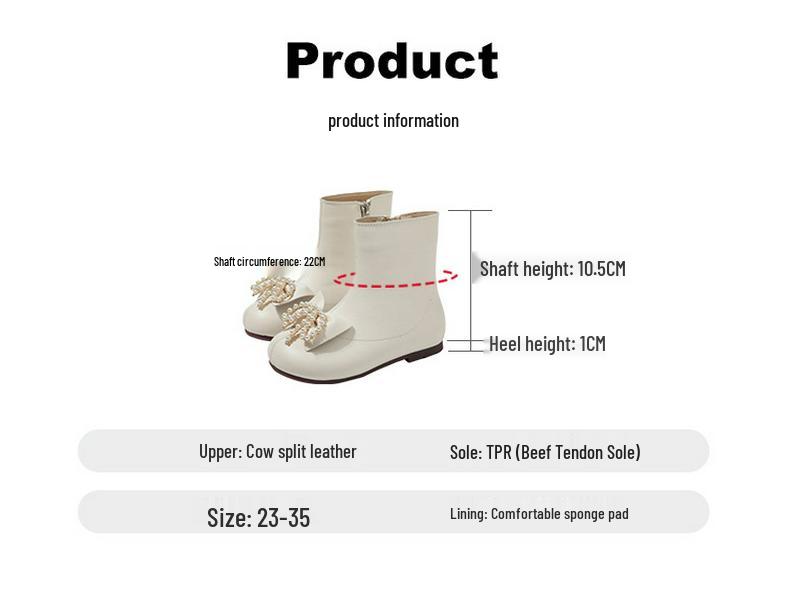 Skórzano-bawełniane buty dla dziewczynek - Przytulne krótkie botki z aksamitu na jesień i zimę