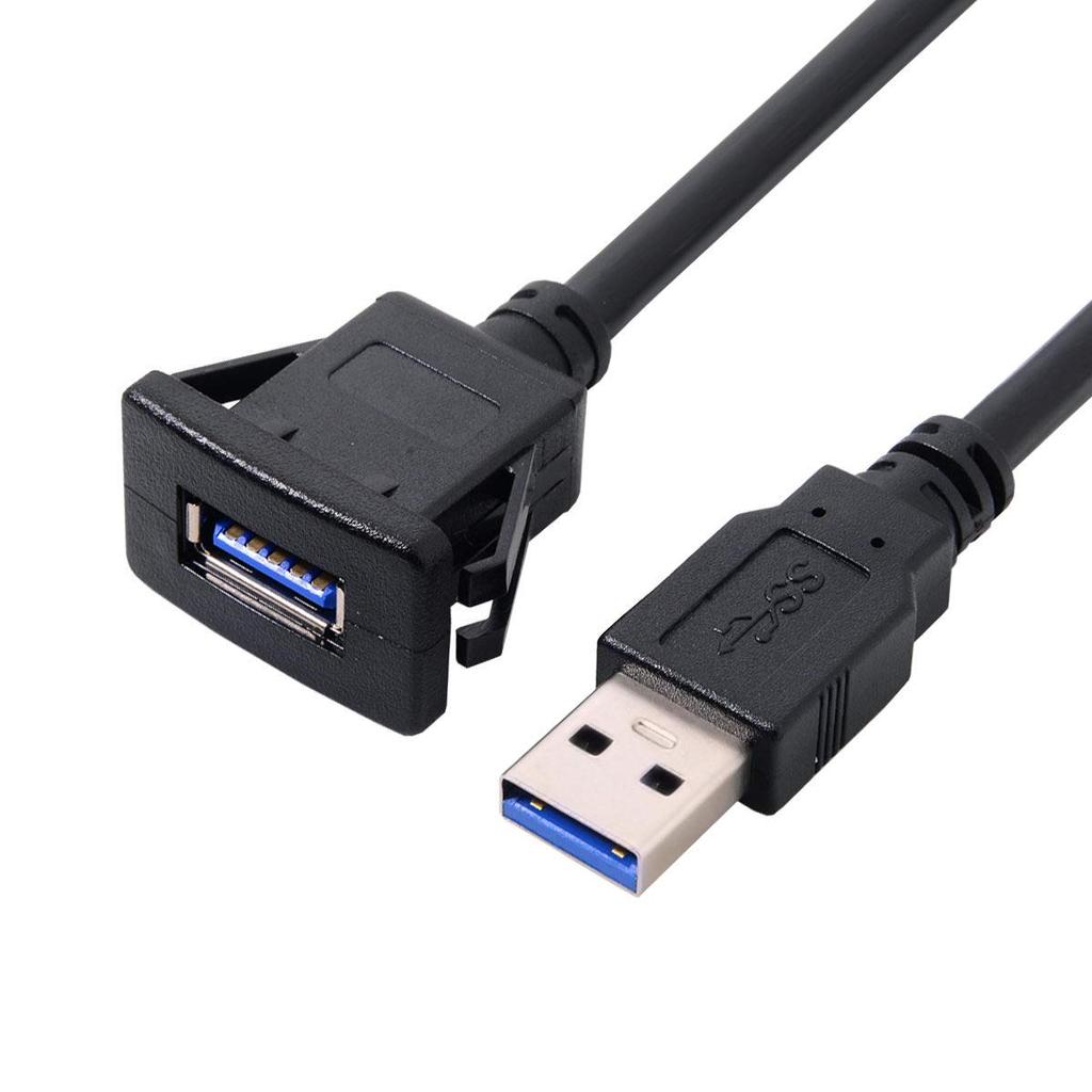 cablecc 1m wasserdichtes USB 3.0-Verlängerungskabel mit Latch-Montage für das Armaturenbrett (Einzelner USB 3.0)