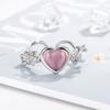 Trendy Pink Heart Cat's Eye Open Adjustable Women's Ring