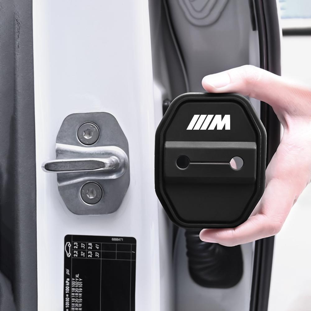 For BMW M E46 E90 E60 2/4pcs Silicone Car Door Lock Buckle Protection Cover For BMW 1 3 5 7 Series M Performance M3 M5 M6 F01 F20 F10 F16 F30 VDLQX1