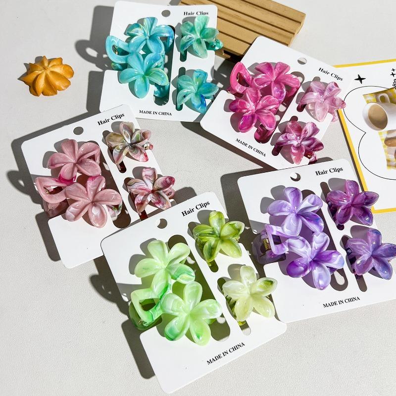 Flower Hairpin Double Flower Combination Grab Clip Updo Shark Clip Hair Accessory