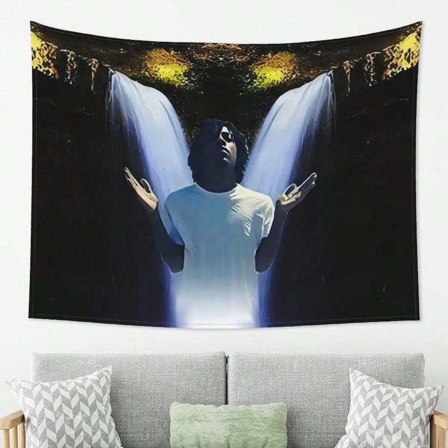 Spiritual Waterfall Tapestry Single Sided Print Serene Soft Wall Tapestry Bedroom Living Room Meditation Decor Calming Vibe Gift 74x94cm(29x37in)