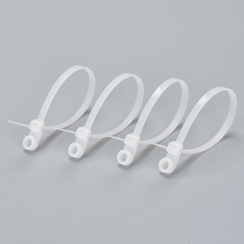 100PCS Automatic Locking Nylon Cable Tie Buckles 18kg Capacity Black White with Screw Mounts for Secure Cord Management
