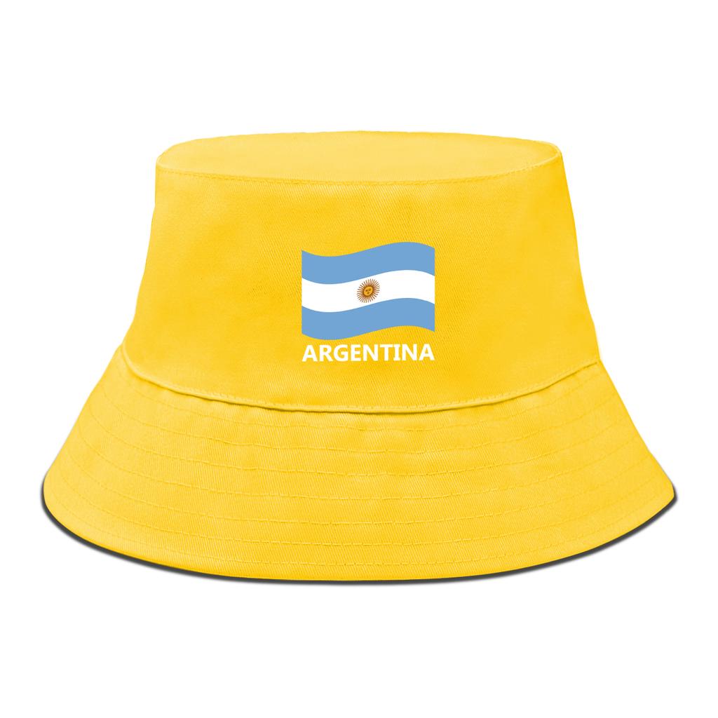 Argentina Flag Print Bucket Hat Solid Color Unisex Sun Hat Lightweight Hat For Man Cuff Bucket Hats Ideal Choice For Golf Summer