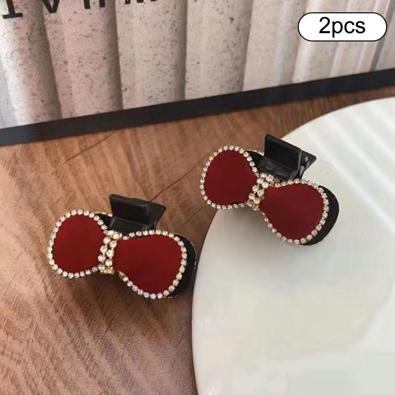 1/2Pcs Velvet Bow Small Hair Claw Sweet Princess Head Hair Clip Clamp Women Girls Forehead Bangs Side Clip Hairpin Shark Clip