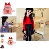 Adorable Korean Style Children's Bowknot Bucket Bag With Pearl Chain Shoulder Strap
