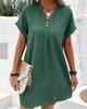 Solid Color Casual Loose Short Dresses For Women Summer Women's A-Line Midi Dress Elegant Vintage Female Dresses