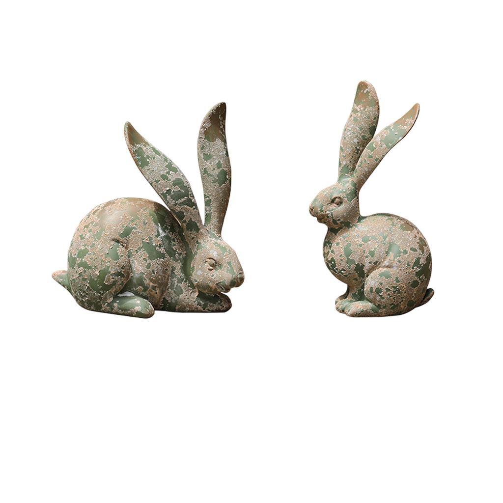 Resin Easter Bunny Simulation Animal Sculpture Ornament Retro Tale Gift