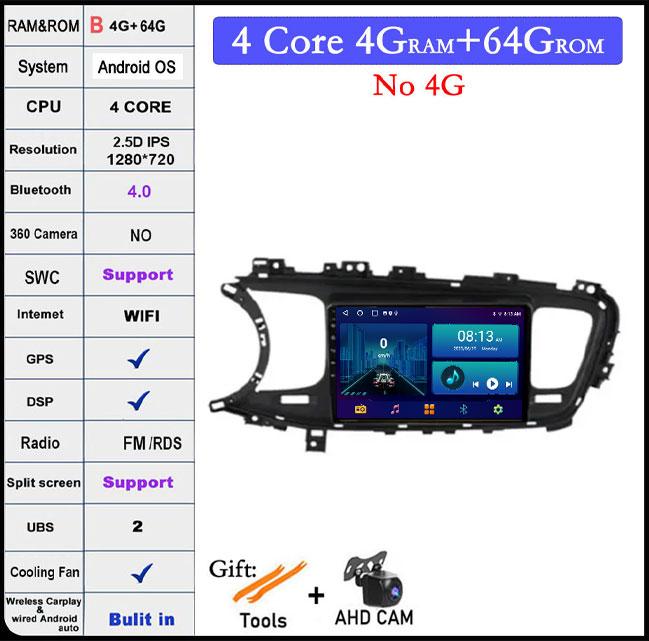 9 lnch For Kia K5 Optima 3 2011-2015 Car Radio Video 4G+wifi Multimedia Navigation GPS Stereo Android Auto Touch Screen