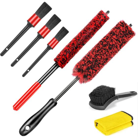 Car Wheel Rim Tire Brush Set, Detailing Wash Kit, Long Soft Detail Brushes Accessories Tool For Automotive Cleaning Wheels, Interior,Exterior,Dirty