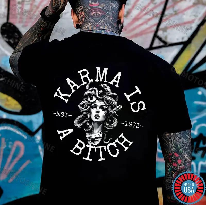KARMA IS A BITCH Medusa Print Men s Unisex T-Shirt S