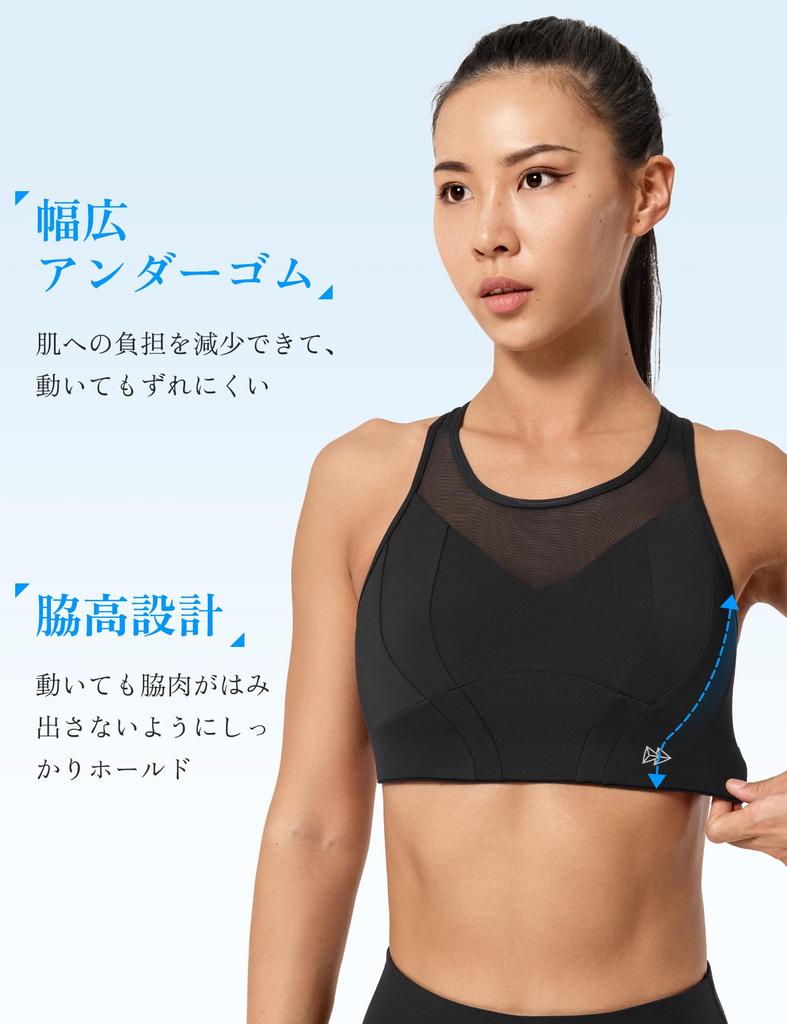 Yvette Sports Back Size 2XL Black Women's Bra, High-Support, One-Piece Crossback, Quick-Drying, Non-Slip, Cross-Back, Hook, Mesh, Workout, Gym, Plus,