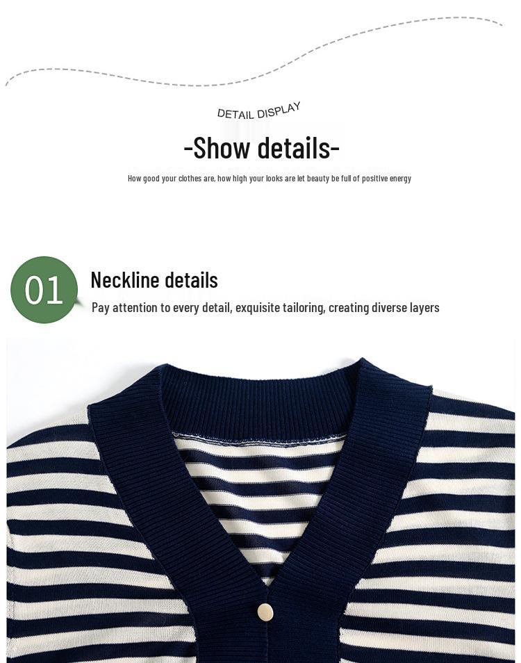 Elegant Ice Silk Striped T-Shirt for Middle-Aged Women - Summer 2026 Edition