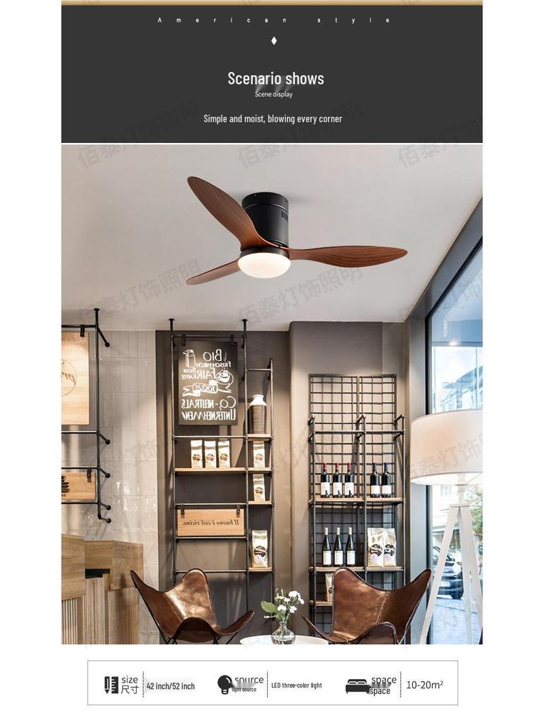 Walnut Ceiling Fan with Light and Remote Control, Variable Frequency, for Living, Dining, or Bedroom Spaces with ABS Blades.