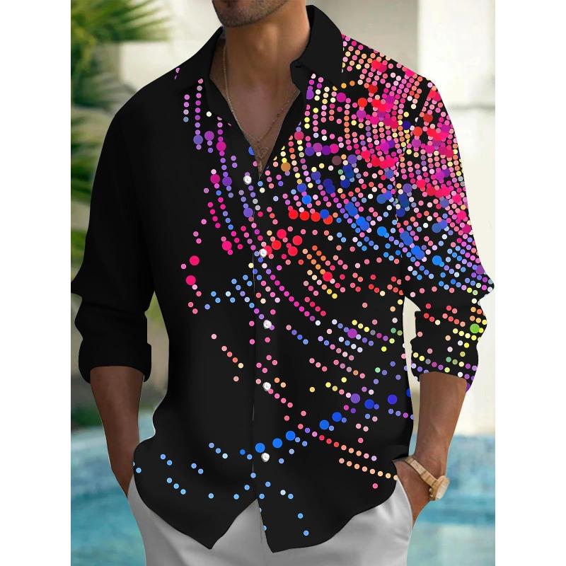 Men's Shirts, Button Down Shirts, Casual Shirts, Spring and Summer, Printed Long Sleeves Tops Fashion Comfortable Men Clothing