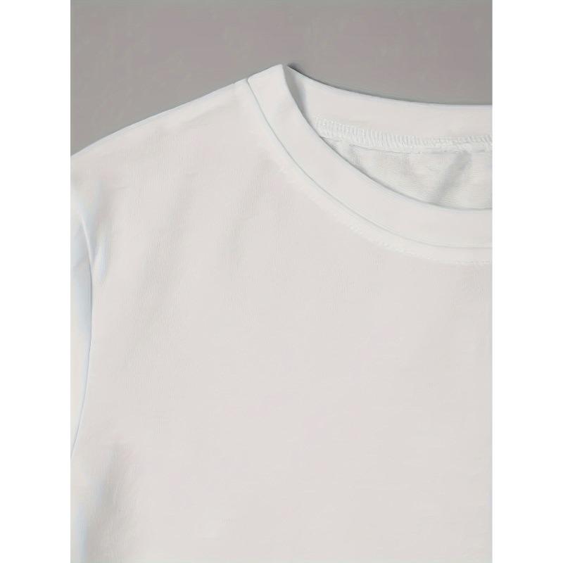 Europäische Größe Damen Niedliches Gesicht Druck T-Shirt mit Ausdrucksstarken Augen & Lächeln - Weiches Stretch Rundhals Kurzarm Top, Ganzjahres Freizeitkleidung