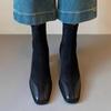 Women's New Winter Thick Heel Cotton Boots Square Head Splicing Suede Back Zipper Anti-slip Wear-resistant Short Boots