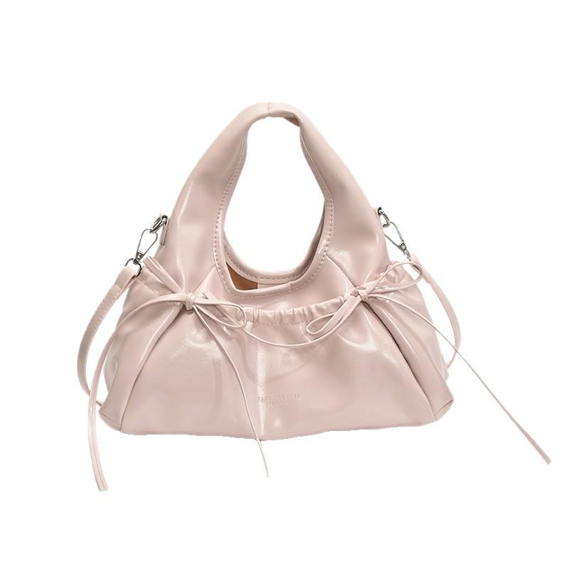 2025 Sweet Girl Bow-Accent Crescent Handbag - PU Shoulder Bag for Commute