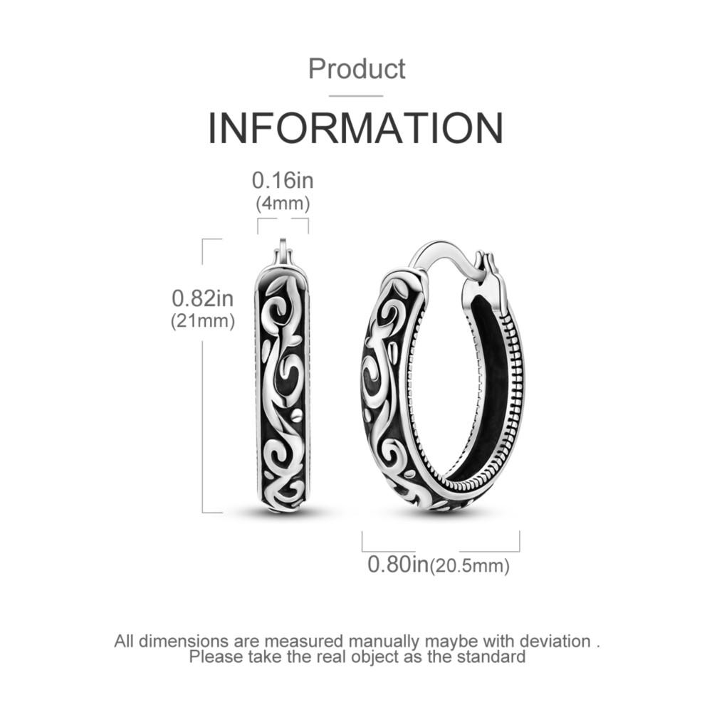 925 Silver Retro Grass Pattern Earrings Jewelry Versatile Hoop Earrings For Women Jewelry Birthday Party Fine Gifts