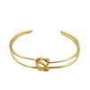 European-Style Double-Layer Heart Knot Bracelet for Women, KC Gold Pure Copper Jewelry, Trendy Hand Accessory