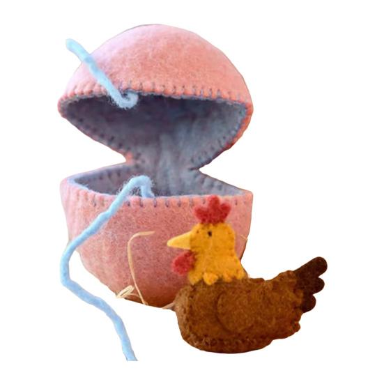 Easter Egg Ornament with Hidden Felt Animal Toy Handmade Lace-up Egg with Animal Inside Desktop Decoration Easter Holiday Party Favors