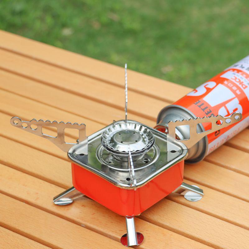 Windproof Portable Camping Gas Stove - Foldable High Power Square Design