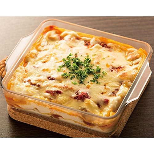 Aderia Cerabake Square Roaster M, Heat-Resistant Glass Gratin Dish, 1400ml, Non-Stick, Microwave and Oven Safe, Ceramic Coating, K-9427