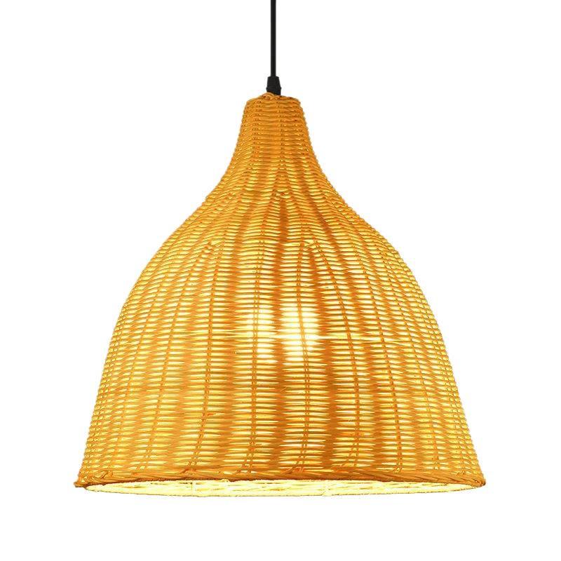 Wiktoriańska pleciona lampa wisząca z Azji Południowo-Wschodniej: Lampa pleciona z bambusa i słomy do restauracji, na wesela, do sklepów, hoteli i domów gościnnych.