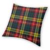 Buchanan Scottish Tartan Square Pillowcase Polyester Linen Velvet Pattern Zip Decorative Pillow Case Room Cushion Cover