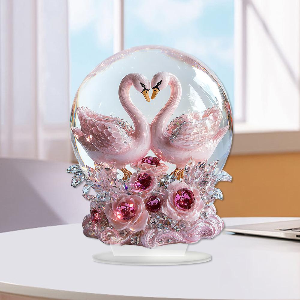 Crystal Ball Love Swan Rabbit Love Diamond Glass Texture Acrylic Desktop Decoration Ornament. Give It To Your Partner