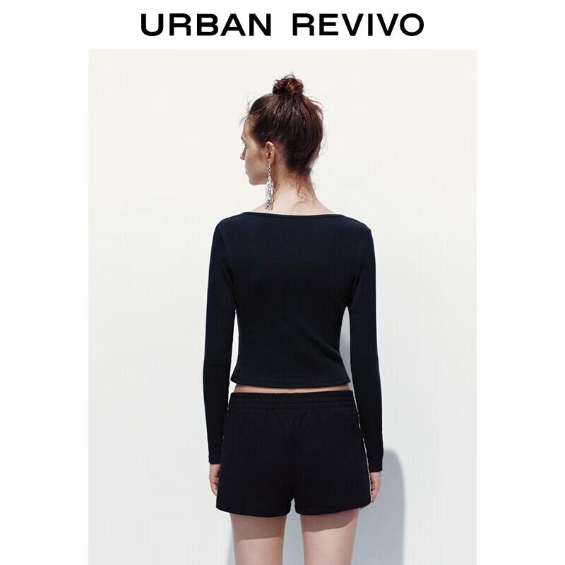 UR Women's V-Neck Ribbed Long-Sleeve Tee