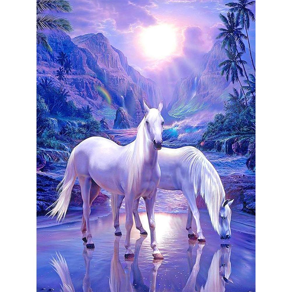 Buy 5D Diamond Painting Kit DIY Horse Full Round Diamond Mosaic at ...