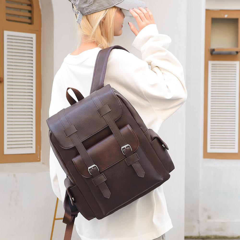 Large Capacity Men's Backpack Multi-Function PU Backpack Travel Computer Bag Women Backpack