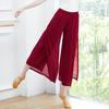 Women's Modern Ethnic Jazz Mesh Wide-Leg Dance Pants with Flowy Slits