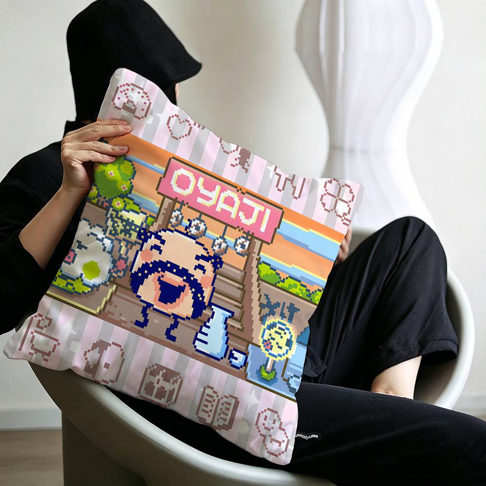Pixel funny cartoon game art O-Oyajitchi Maple Design Cushion Cover Happy Autumn Harvest decor Holiday Decorati Pillow Cover