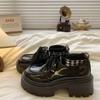 Thick Heel Heightened Platform Small Leather Shoes Women's Spring and Summer New Retro Versatile Lace-up Single Shoes