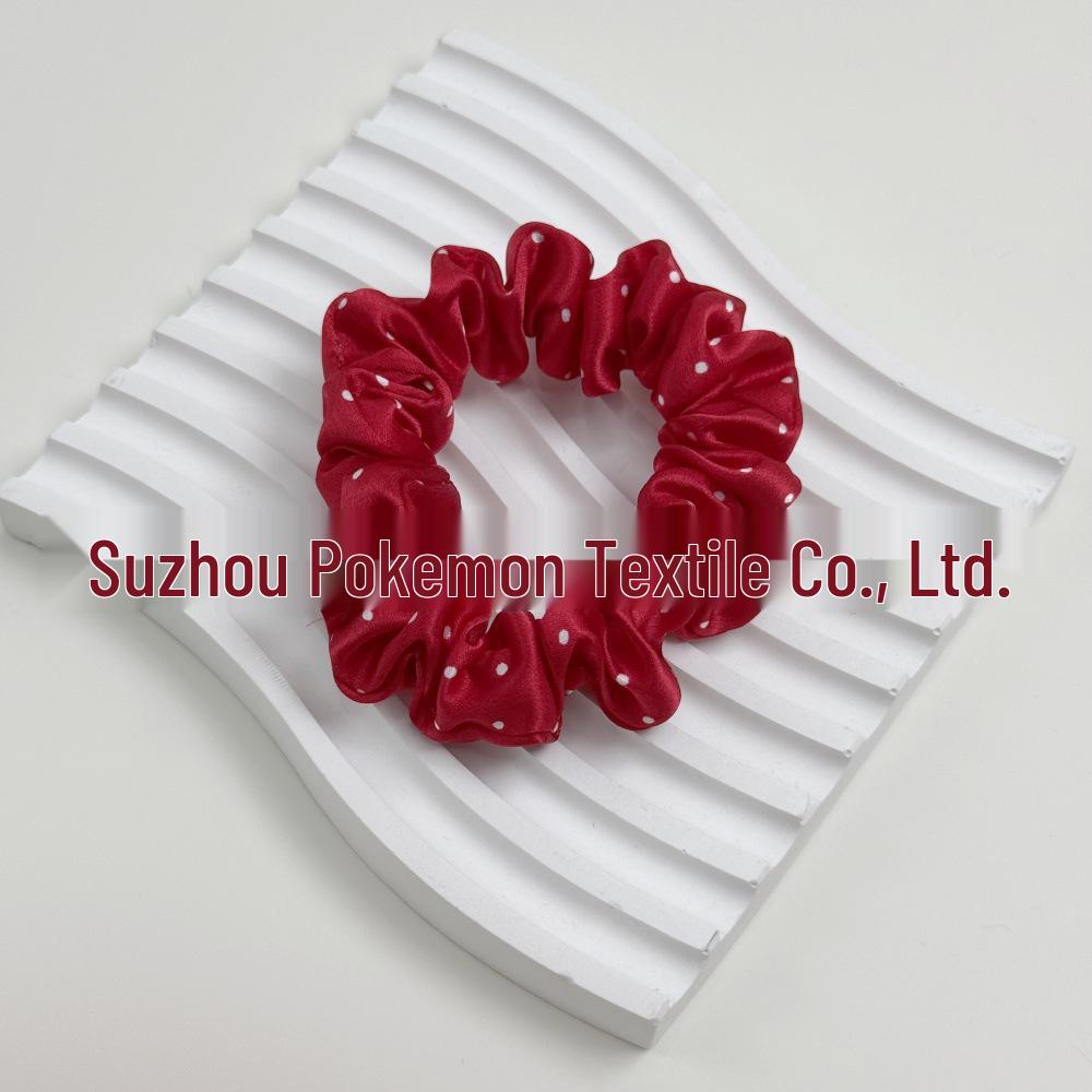 Korean Style Polka Dot Silk Scrunchie - 100% Mulberry Silk, Available in Large, Medium, Small Sizes (19 Momme)