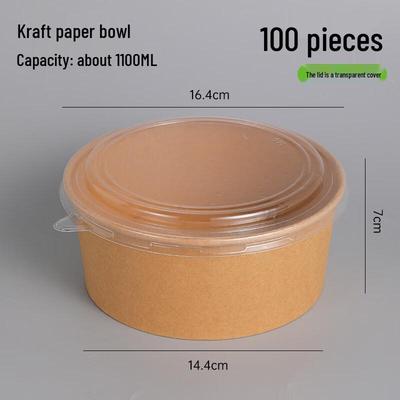 Jednorazowe papierowe miski Kraft na wynos (1100 ml) z pokrywkami