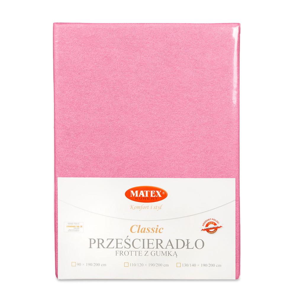 Prześcieradło frotte z gumką 150/160x190/200 classic różowe