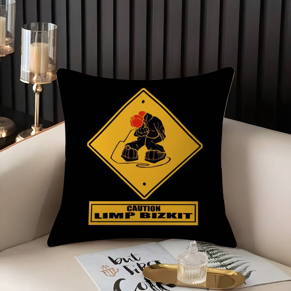 L-Limp Bizkit Music Pillow Case Home Dorm Chair Back Short Plush Double-sided Printing Office Nap Time Cushion Cover