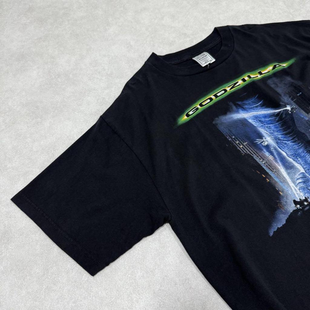 [USED] Vintage 90s Godzilla Short Sleeve Shirt, Anime Movie, Black, Size 3